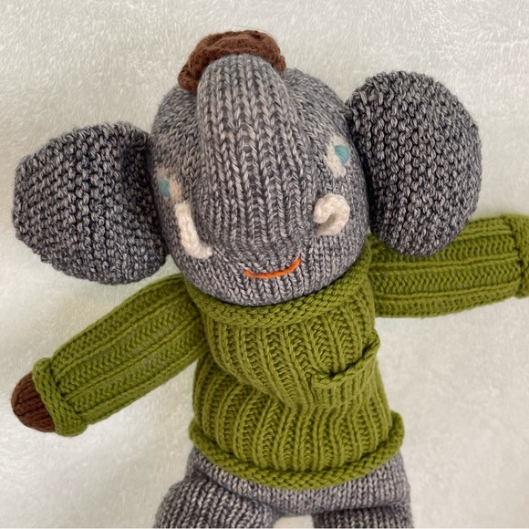 Blabla 13” Hercule Knit Elephant Plush Toy Doll Green Sweater - Picture 7 of 11